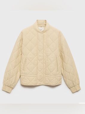 MANGO QUILTED BOMBER JACKET in Cream